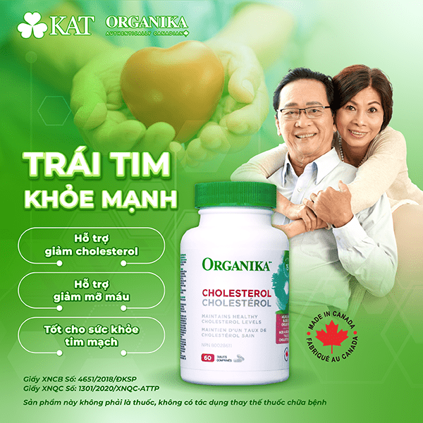 Thực phẩm bảo vệ sức khỏe Organika Cholesterol hỗ trợ giảm cholesterol, giảm mỡ máu, hạn chế quá trình oxy hóa, tốt cho sức khỏe tim mạch
