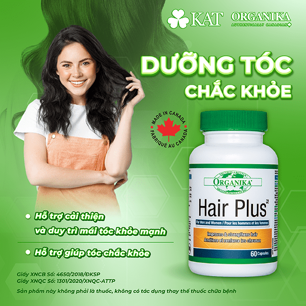 Thực phẩm bảo vệ sức khỏe Organika Hair Plus hỗ trợ giúp tóc chắc khỏe, duy trì mái tóc khỏe mạnh