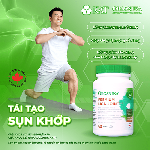 Thực phẩm bảo vệ sức khỏe Organika Liga Joint hỗ trợ bôi trơn ổ khớp, giảm khô khớp, đau khớp, thoái hóa khớp